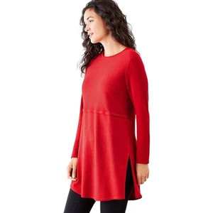 J Jill Womens 2X Cozy Grace Sweater Tunic Red Long Sleeve Knit Holiday Xmas - Picture 1 of 11