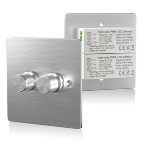 Dimmer Switch, DC12V-24V Double Dimmer Light Switch, 120W 5A PWM RV LED Dimme... - Picture 1 of 7