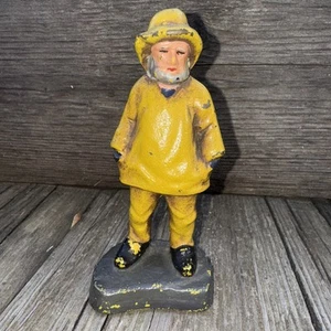 Vintage Cast Iron Old Salt Fisherman Book End Or Door Stop. (B12) - Picture 1 of 11