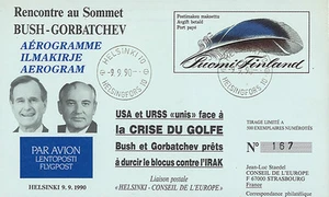 IK2 FDC FINLANDE "CRISE DU GOLFE / Rencontre BUSH, USA & GORBATCHEV, URSS" 1990 - Picture 1 of 1