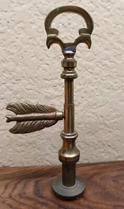 Vintage Brass Lamp Finial Key with Feather - Picture 1 of 7