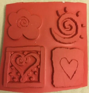 HEARTS & SWIRLS Unmounted Rubber Stamps FLOWER FOAM/ADHESIVE BACK - Picture 1 of 3