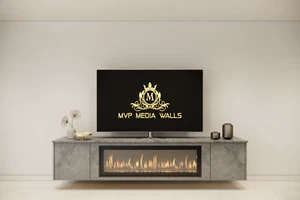 Media Wall Package - 2m floating unit - 40' Electric fire - Picture 1 of 1