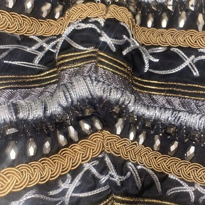 BEBE Bustier corsé adornado hilo oro plata cuentas deshuesado S/M Foto 1 de 4