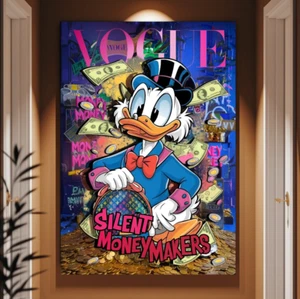XXL LEINWAND BILD ER BIS 165x110x5 DAGOBERT-DUCK MONEY-MAKER BUNT GRAFFITI URBAN - Bild 1 von 2