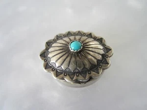 VINTAGE INDIANER NAVAJO STERLINGSILBER ECHT TÜRKIS CONCHO KNOPFABDECKUNG - Bild 1 von 6