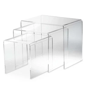 Tri Triptych in Plexiglass Transparent Design Bedside Tables Room 40/35/30cm - Picture 1 of 3
