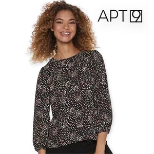Petite Apt. donna Top a spalla 9 puff stampa piccoli cuori nero/rosso/rosa PXS - Foto 1 di 11