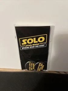 SOLO Star Wars Opening Night Movie Theater Fan Event 2 Button Set - Picture 1 of 2