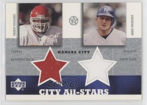 2002-03 UD Superstars City All-Stars Jersey Dual Priest Holmes Mike Sweeney