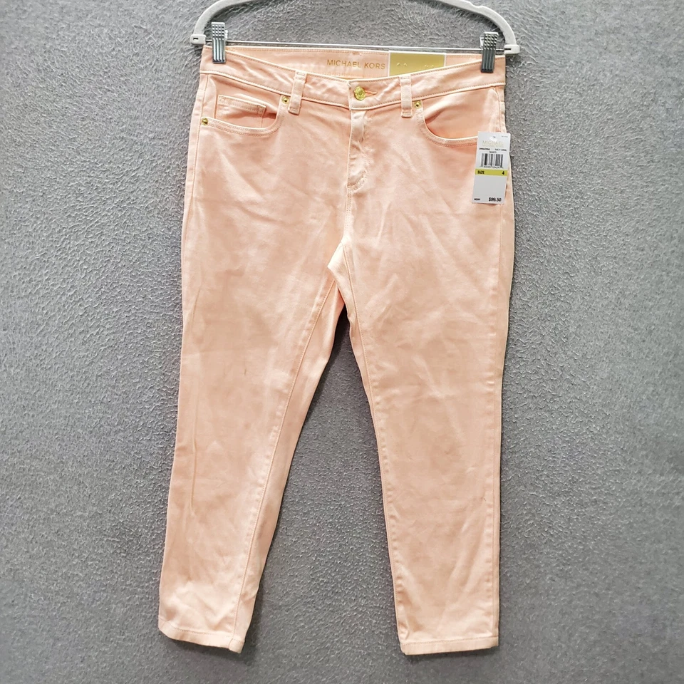 Pantalones Michael Kors Mujer 4 Coral Polvoriento Denim Ajustados Recortados 22" Entrepierna LEER Foto 1 de 4