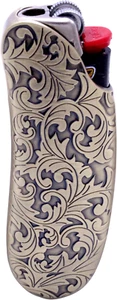 Vintage Flower Design Metal Lighter Case Cover Holder, Sleeve Pouch for BIC Full - Picture 1 of 12