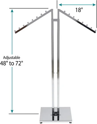 Perchero Cromo Dos Vías 2 Brazos Inclinados Ropa Prenda Altura Ajustable 72" Foto 1 de 4