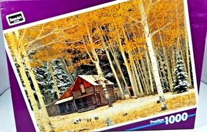 Prestige RoseArt 1000 Piece Jigsaw Puzzle Cabin in Woods, Birch Trees NEW - Picture 1 of 2