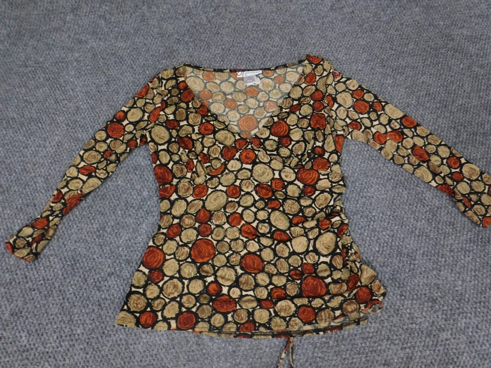 Blusa Dressbarn Mujer 8 Marrón Jersey Círculos Elástico Foto 1 de 4