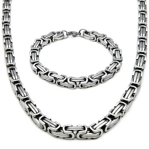 5MM X 65CM SET BYZANTINER KÖNIGSKETTE + ARMBAND HALSKETTE KETTE EDELSTAHL SILBER - Bild 1 von 1