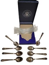 VINTAGE LOT OF 8 1960'S WM ROGERS CO SILVER PLATED PRESIDENTIAL SPOONS Washinton