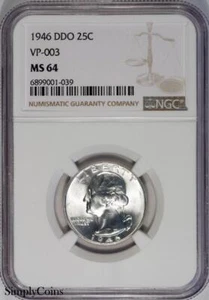 1946 DDO VP-003 Washington Quarter ~ NGC MS64 ~ TOP POP ~ 1 of 2 IN ALL GRADES! - Picture 1 of 2