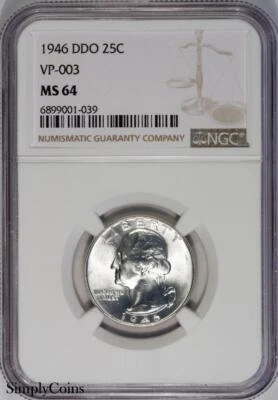 1946 DDO VP-003 Washington Quarter ~ NGC MS64 ~ TOP POP ~ 1 of 2 IN ALL GRADES! - Image 1 of 2