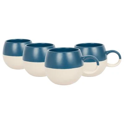4x Navy 340ml getauchte Steinzeugkugel Tassen Keramik Kaffee -Teetassen Set Set - Bild 1 von 4