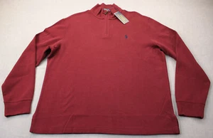 Ralph Lauren Polo Herren burgunderrot Baumwolle Pony 1/4 Reißverschluss gerippt Pullover neu mit Etikett L $ 90 - Bild 1 von 3