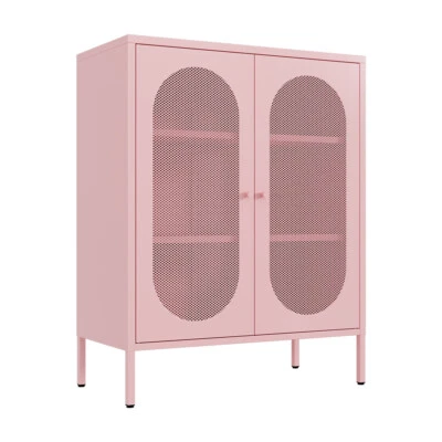 Metal Locker Cabinet Accent Cabinet with Adjustable Shelves And 2 Mesh Door - Image 1 of 4