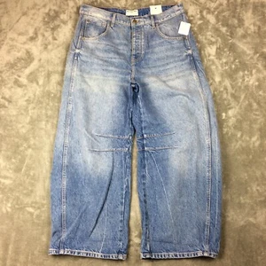 WE THE FREE People Lucky You Barrel Jean Sz 31 Light Wash Wide Leg Baggy Blue - Picture 1 of 19