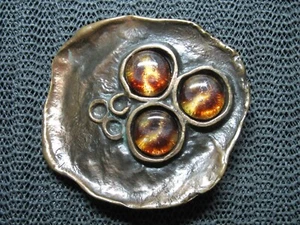 ABSTRACT BRUTALIST COPPER GLASS HIPPIE BELT BUCKLE! VINTAGE! RARE! HAND MADE! - Picture 1 of 9