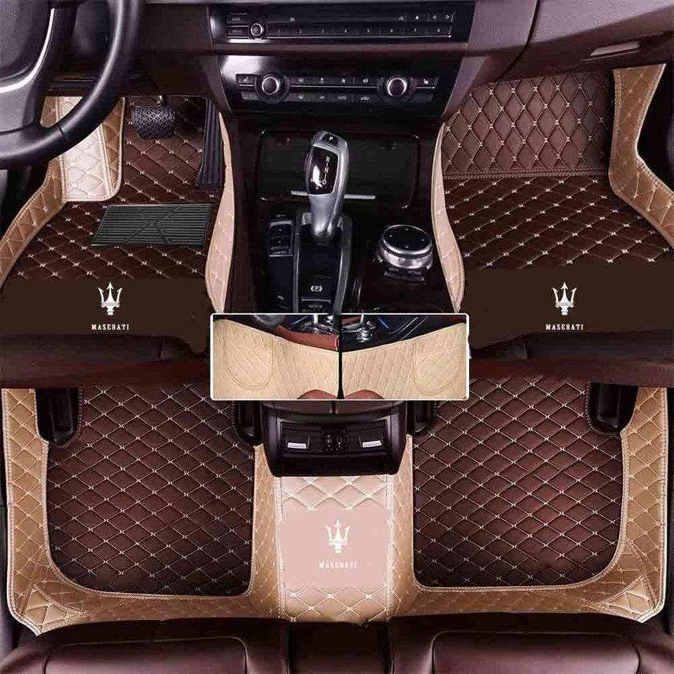 For Maserati Car Floor Mats All Weather Auto Pads Liner with Pocket PU Leather Foto 1 de 4