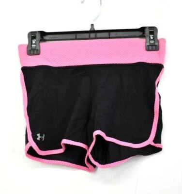 Under Armour Women Black Pink Elastic Waist Stretch Heatgear Activewear Shorts S - Image 1 of 4
