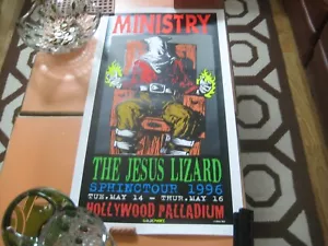 Póster de concierto raro Ministry Taz Jesús lagarto Kozik 1996 firmado prueba de artista - Imagen 1 de 6