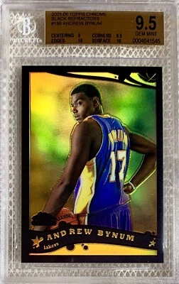 2005 TOPPS CHROME BLACK REFRACTOR /399 ANDREW BYNUM RC BGS 9.5 - Image 1 of 2