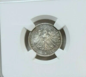 1866 GERMANY SILVER 6 KREUZER FRANKFURT HERALDIC EAGLE NGC MS 63 BEAUTIFUL COIN - Picture 1 of 5