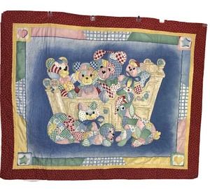 Baby Crib Quilt 40 x 50 Vintage Fabric Bears - Picture 1 of 6