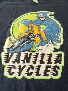 Camiseta De Colección VANILLA CYCLES Gráfica Motocicleta Puntada Sngl Negra Retro M - Imagen 1 de 7