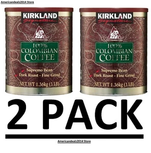 2 PACK Kirkland Signature 100% Colombian Coffee, Dark Roast, 3 lbs (Total 6 lbs) - Picture 1 of 6