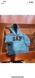 GAP Kids Blue Fleece Hooded Sweatshirt w/black GAP logo 18-24 Months - Picture 1 of 5
