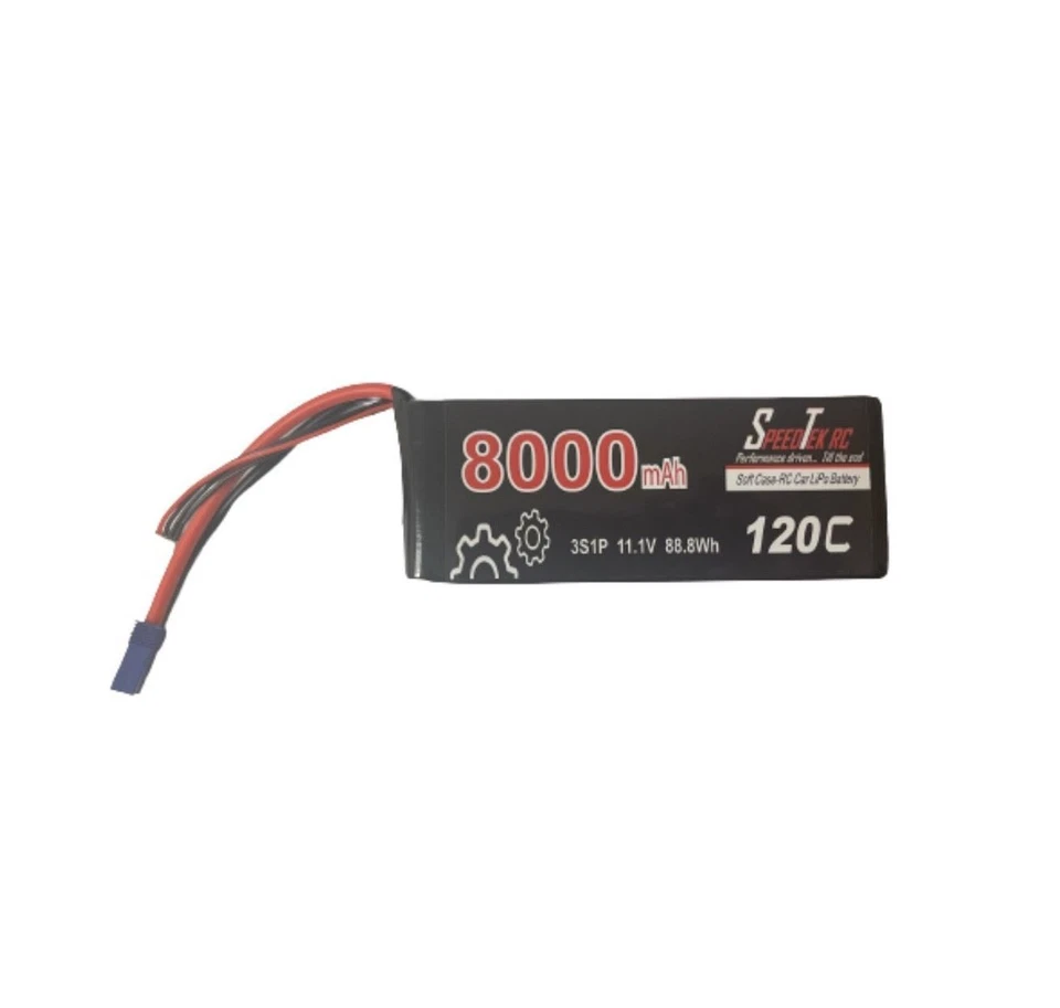 SpeedTek RC 3S 11.1V 8000mAh 120C Soft Case Lipo Battery Pack w/ EC5 Connector - Image 1 of 1