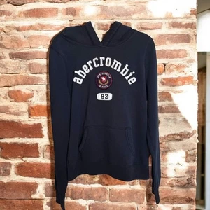 Abercrombie Kids Girls Hoodie Sz XL Navy Blue Thermal Lined Warm Letters - Picture 1 of 8