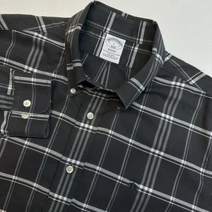 Brooks Brothers Regent Shirt Men's Large Gray Plaid Button Down Long Sleeve - Picture 1 of 5