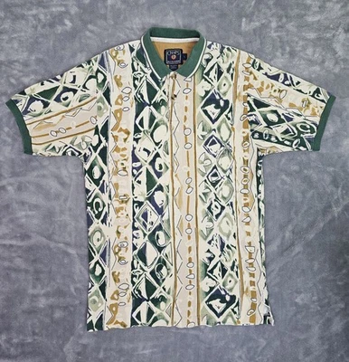 Camisa De Colección Chaps Ralph Lauren Para Hombres Grande Tribal Estampado Ikat Manga Corta Años 90 Foto 1 de 4