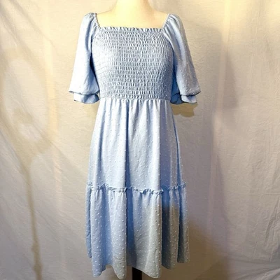 Women's Size Small Dress Fashion Light Blue Long Short Sleeve - Image 1 of 4