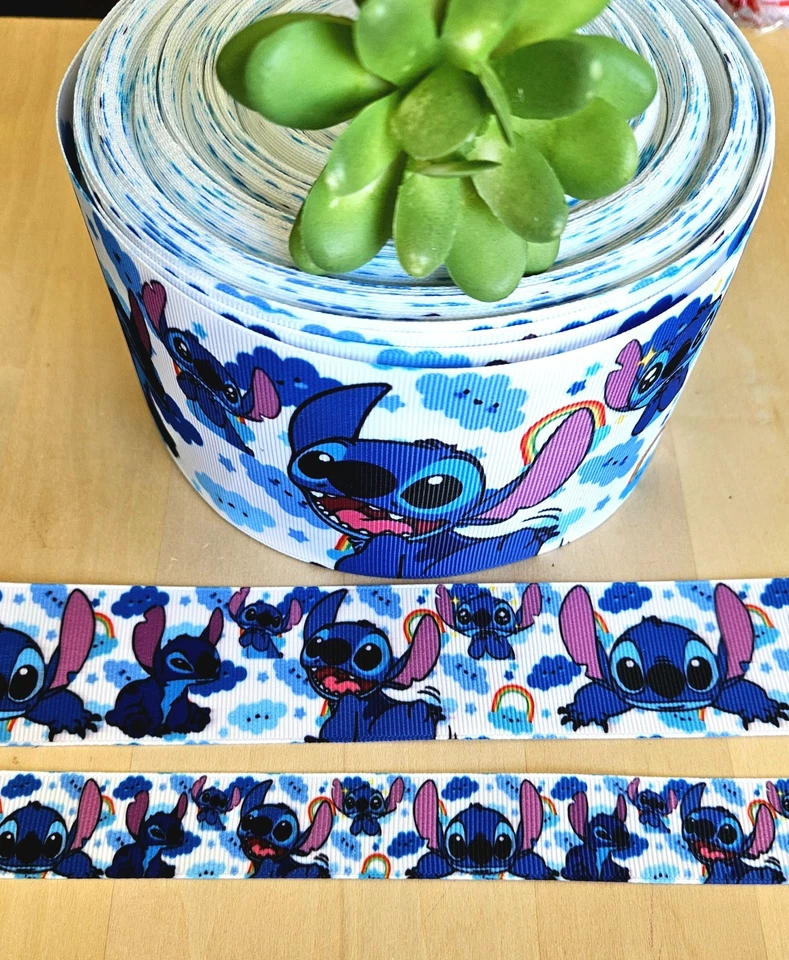 7/8, 1.5 & 3" (1 YD) Lilo & Stitch Grosgrain Ribbon Stitch Character Disney - Image 1 of 1