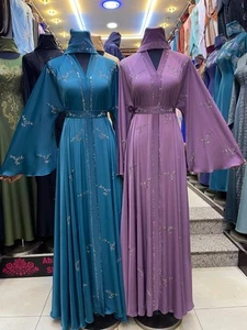 Muslimah Dubai Abaya Kaftan Flare Sleeve Dress In Sizes - Picture 1 of 4
