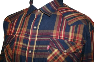 Camisa a Cuadros Levi's Para Hombre - XL - Azul Marino/Ámbar - Top Clásico Informal Manga Larga - Imagen 1 de 11