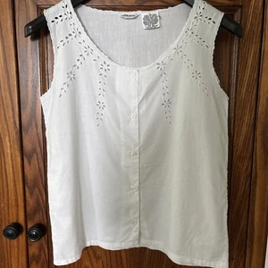 Size 8 La Redoute Eyelet embroidered white Tank Top - Picture 1 of 4