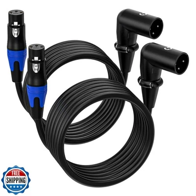 Seefeful (2PACK-3.3FT) XLR Right-Angle Male to Straight Female Microphone Ext - Image 1 of 4