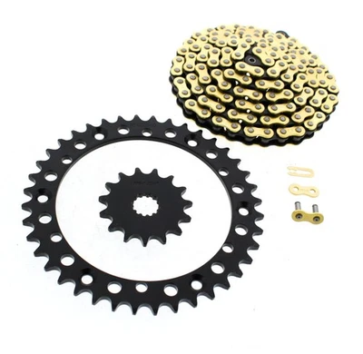 Цепь и звездочка для Yamaha Raptor 660 YFM660 2001-2005 CZ золото MX 15/40 94L - Изображение 1 из 4