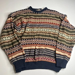 Vintage Neu River Co Fair Isle Strickpullover XL Mehrfarbig Ramie Baumwolle Pullover - Bild 1 von 6