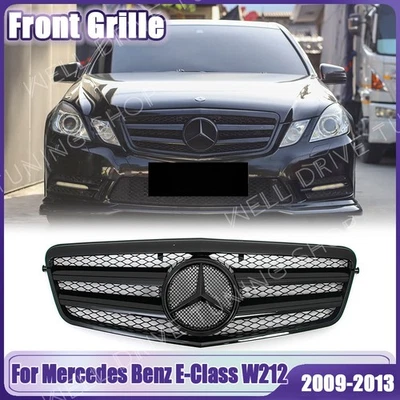 Glossy Black Grille For Mercedes Benz E-Class W212 4D 09-13 E200 E250 E300 E350  - Image 1 of 4